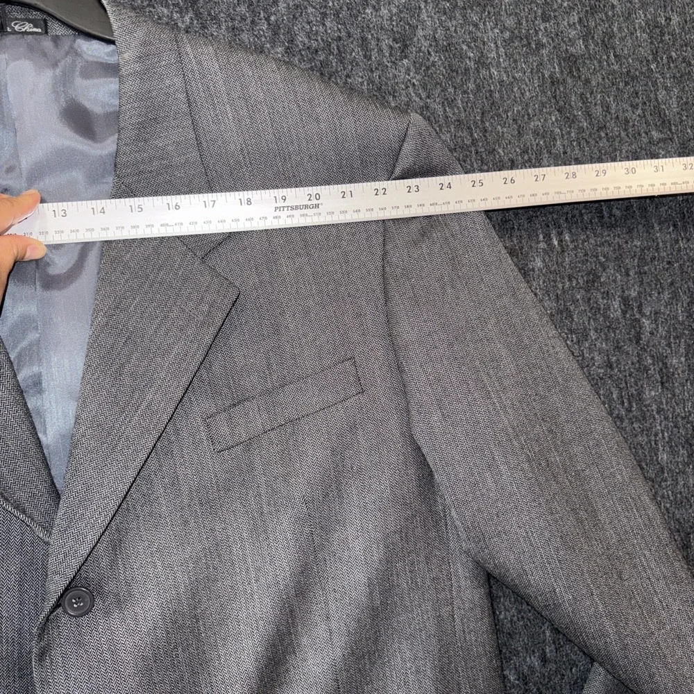 Zagato Blazer Men Super‎ 100's 48R Wool Gray Pockets Suit Jacket Padded Shoulder